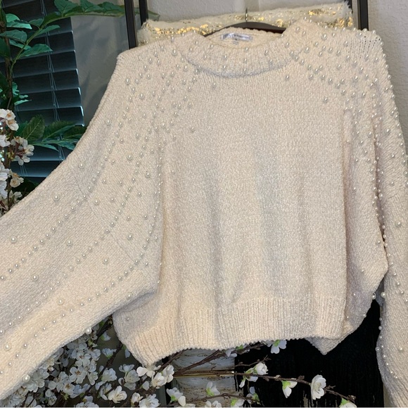 Faux Pearl Adorned Sweater - NWOT - Picture 1 of 16